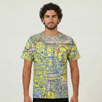 VFR Chart aviation design printed on soft cotton 3D-print T-shirt.