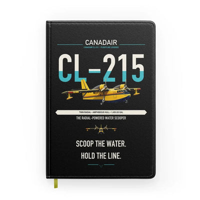 Canadair CL-215 design on black notebook
