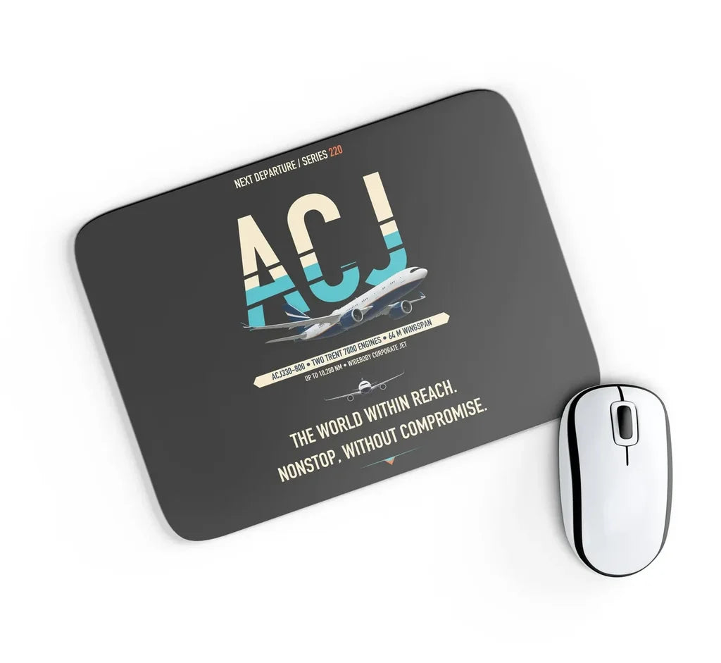 Airbus ACJ330neo / exact ACJ330-800 design on black rectangle mouse pad