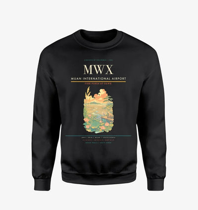 Muan International Airport (MWX) design on black sweatshirt