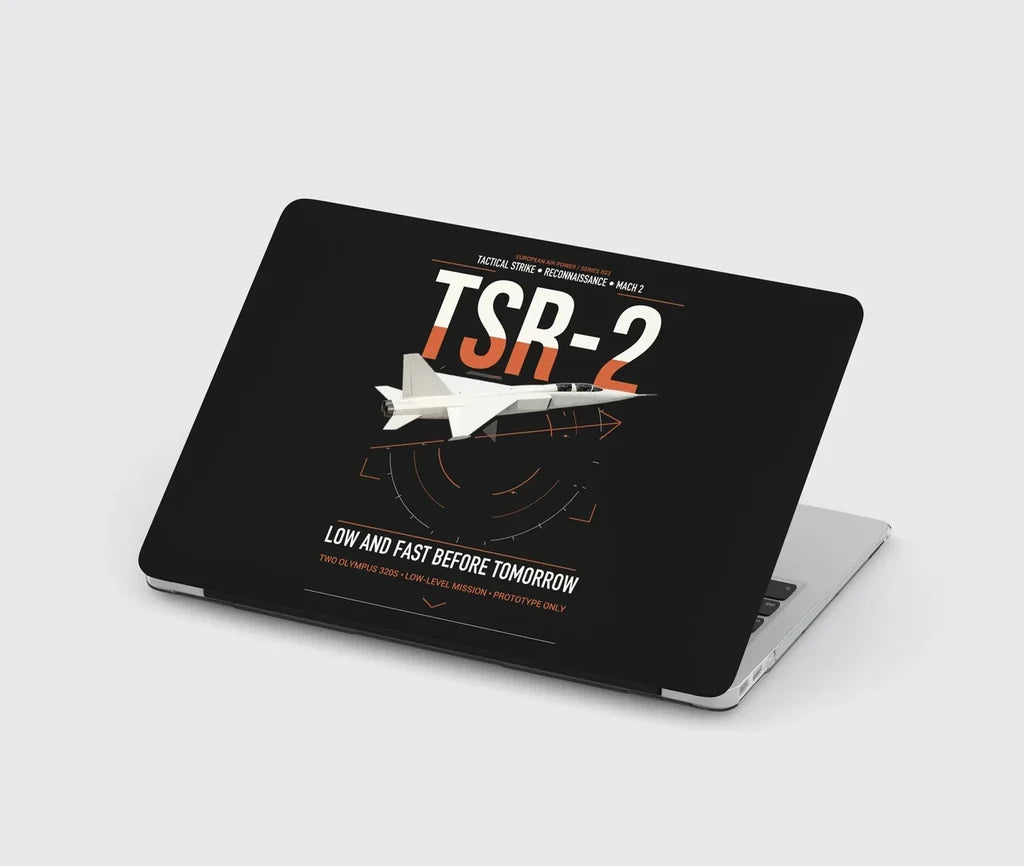 BAC TSR-2 design on black MacBook case