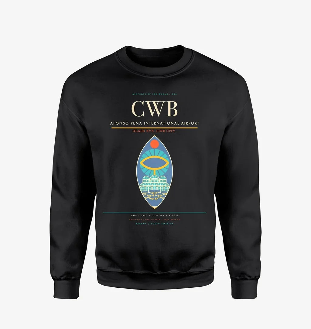 Afonso Pena International Airport (CWB) design on black sweatshirt
