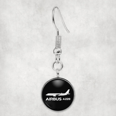 The Airbus A220 aviation-themed earrings, polished hypoallergenic alloy.