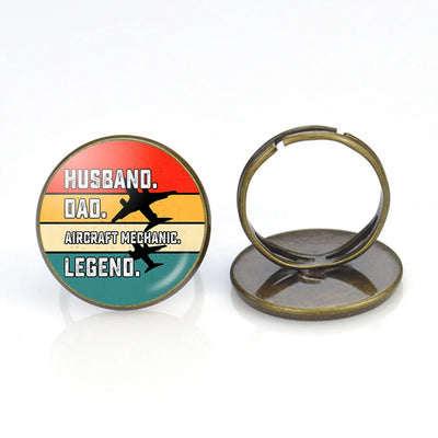 Husband & Dad & Aircraft Mechanic & Legend aviation ring in stainless steel.