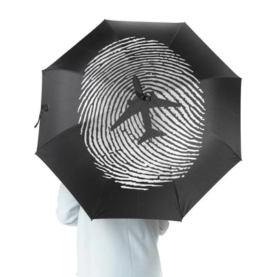 Aviation Finger Print aviation design on windproof polyester umbrella.