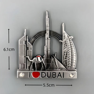 Dubai Landmarks 3D Metal Fridge aviation design 3D metal magnet sticker in 3D metal with magnetic back.