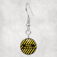 Thumbnail for Pull To Eject aviation-themed earrings, polished hypoallergenic alloy.