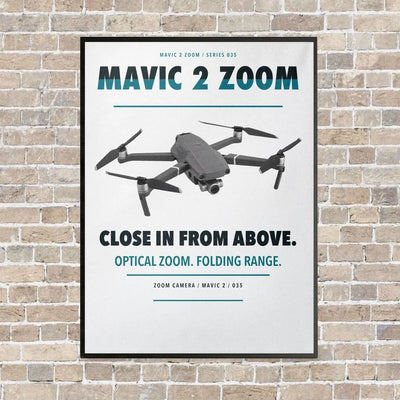 DJI Mavic 2 Zoom vertical canvas print - framed - white background