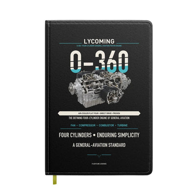 O-360 design on black notebook