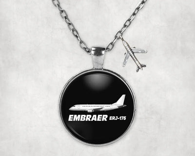 The Embraer ERJ-175 aviation-themed necklace, polished stainless steel.