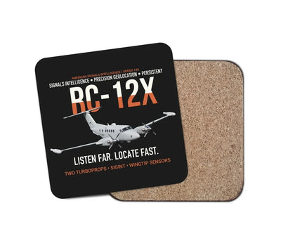 RC-12X Guardrail Signals From Above design on black 1 piece coaster