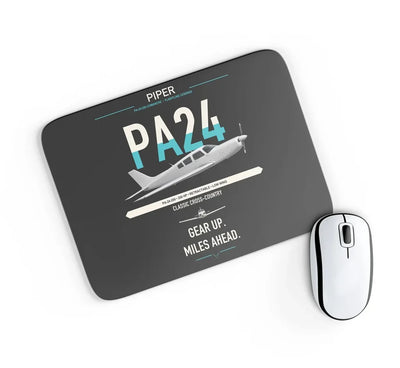 Piper PA-24-250 Comanche 250 design on black rectangle mouse pad