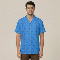 Thumbnail for Blue Seamless Airplanes aviation design printed on lightweight cotton blend Hawaiian shirt.