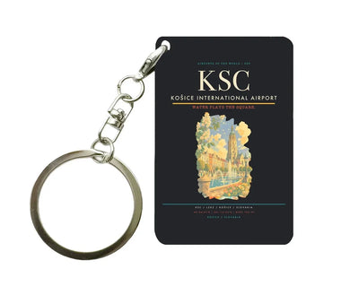 Košice International Airport (KSC) design on black key chain