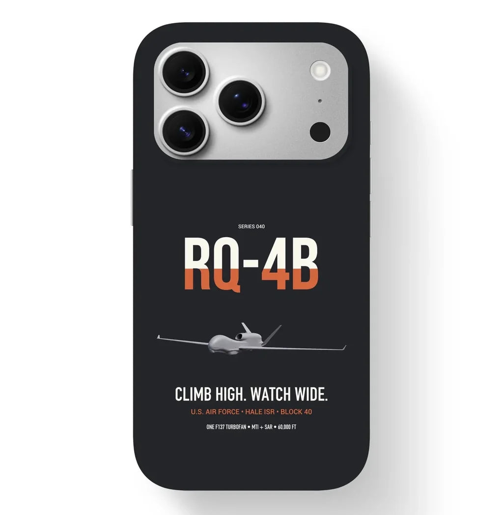 RQ-4B Global Hawk design on black magsafe iphone case, for iPhone 17 Pro