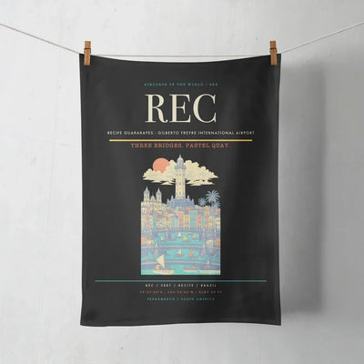 Recife Guararapes (REC) design on black towel