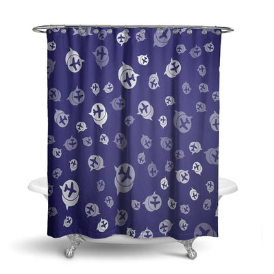 Airplane Notification Theme aviation design on waterproof polyester shower curtain.