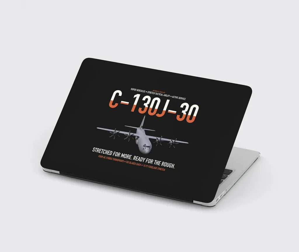 C-130J-30 Super Hercules design on black MacBook case