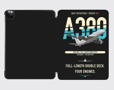 Airbus A380-800 design on black ipad tablet case
