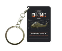 Thumbnail for Sikorsky CH-34C Choctaw design on black designed key chain, double-side print