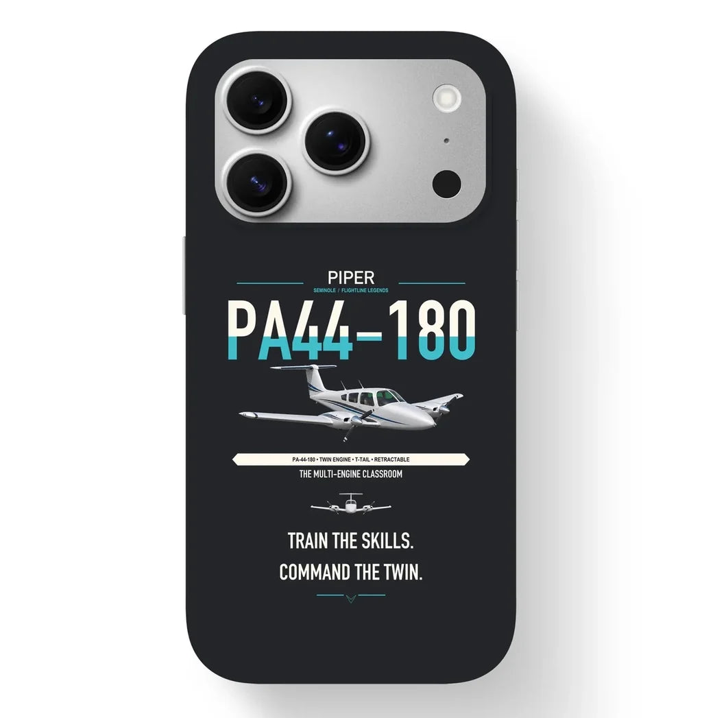 Piper PA-44-180 Seminole design on black magsafe iphone case, for iPhone 17 Pro