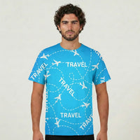 Thumbnail for Travel & Planes aviation design printed on soft cotton 3D-print T-shirt.