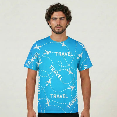 Travel & Planes aviation design printed on soft cotton 3D-print T-shirt.