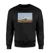 Thumbnail for Boeing 747 Carrying Nasa's Space Shuttle aviation design printed on soft cotton blend sweatshirt.
