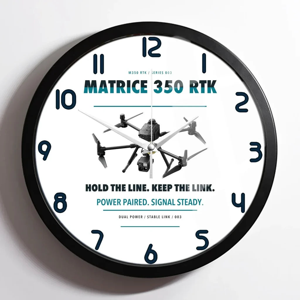 DJI Matrice 350 RTK design on white framed wall clock
