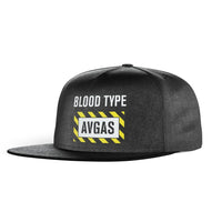 Thumbnail for Blood Type AVGAS aviation embroidery on structured cotton snapback cap.