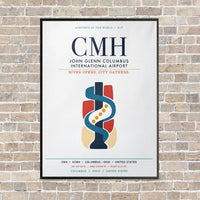 Thumbnail for John Glenn Columbus International Airport CMH vertical canvas print - framed - white background