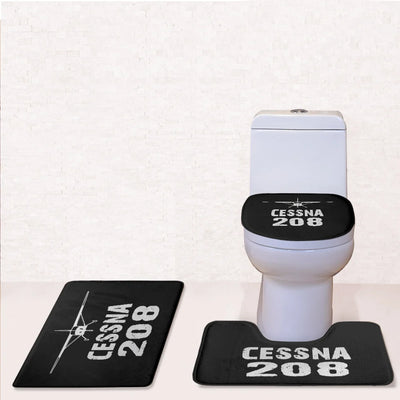 Cessna 208 & Plane Toilet Seat Cover Three-piece aviation print on soft fabric toilet seat cover set.