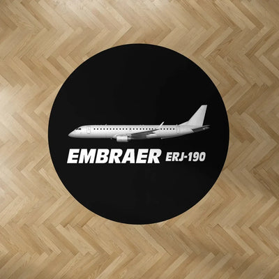 The Embraer ERJ-190 Carpet & Floor Mats (Round) aviation design on durable carpet pile with non-slip backing round carpet flo.