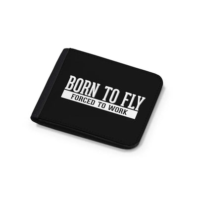 Born To Fly Forced To Work aviation print wallet, leather.