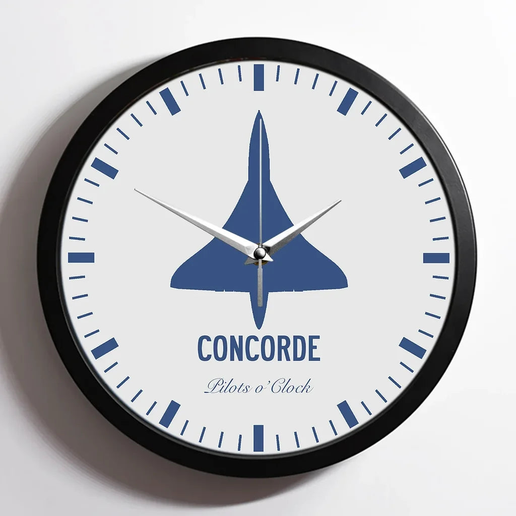 Concorde aviation design on premium wood and metal wall clock.