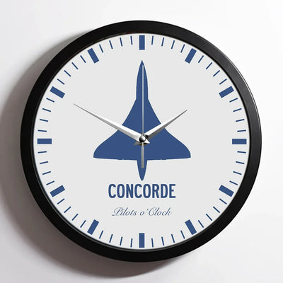 Concorde aviation design on premium wood and metal wall clock.
