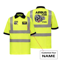 Thumbnail for Airbus A320 & CFM56 Engine aviation design printed on soft cotton reflective polo shirt.