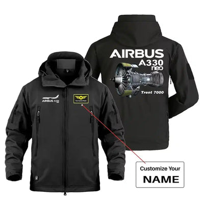 The Airbus A330neo & Trent 7000 Engine Military Jackets (Customizable) aviation design printed on heavy cotton shell with fie.