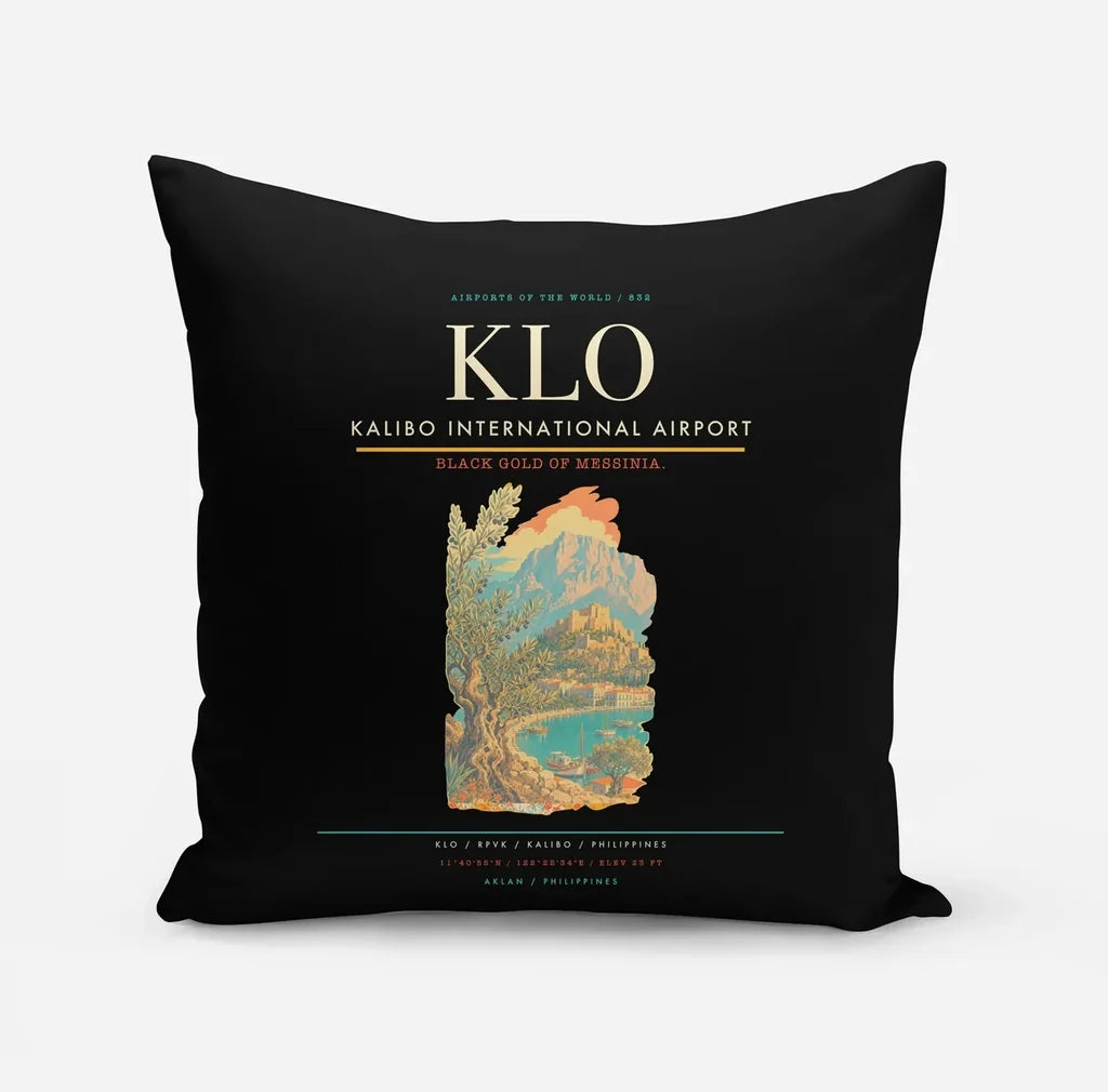 Kalibo International Airport (KLO) design on black pillow