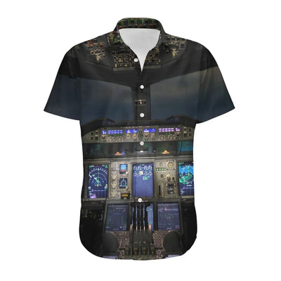 Airbus A380 Cockpit aviation design printed on soft cotton shirt.