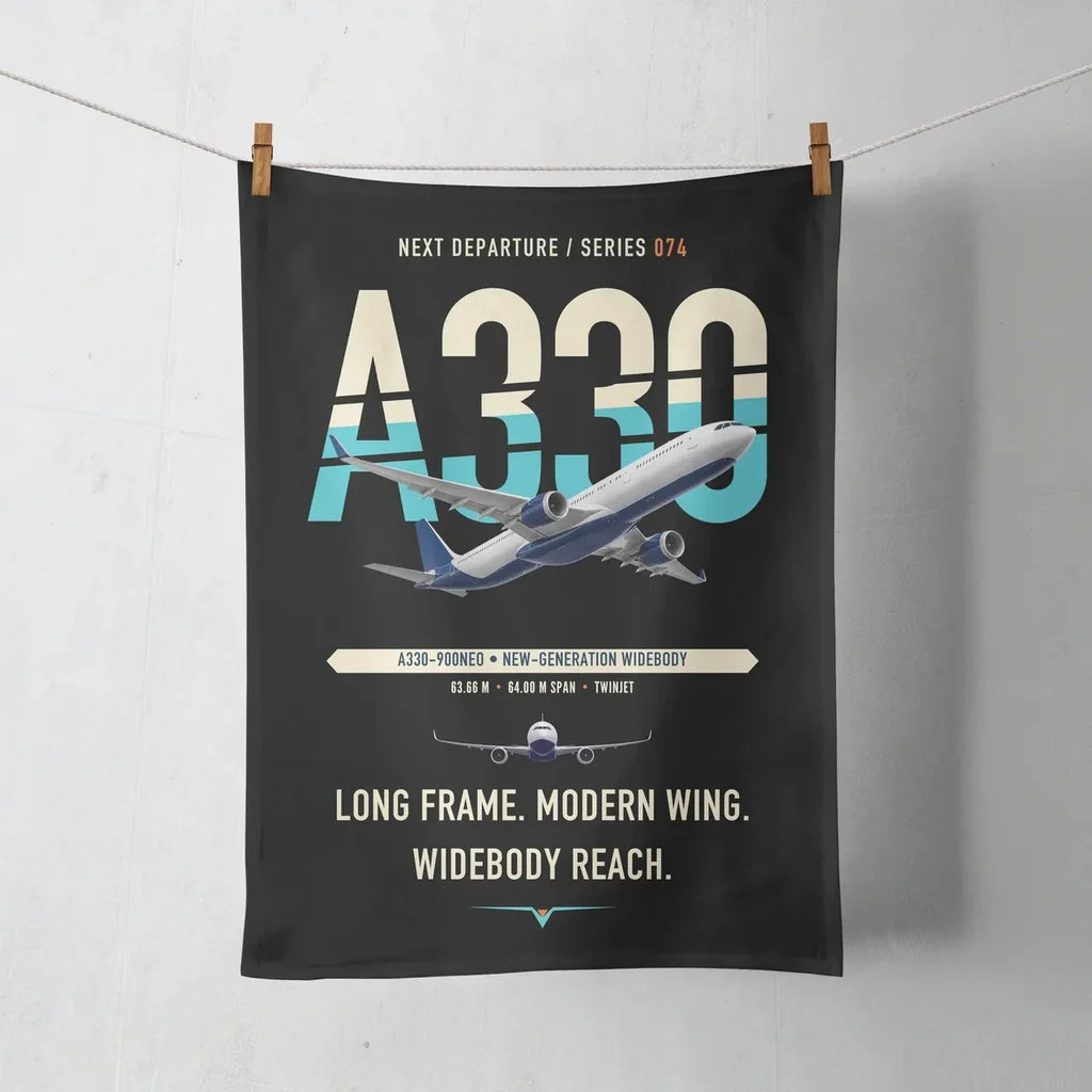 Airbus A330-900neo design on black towel