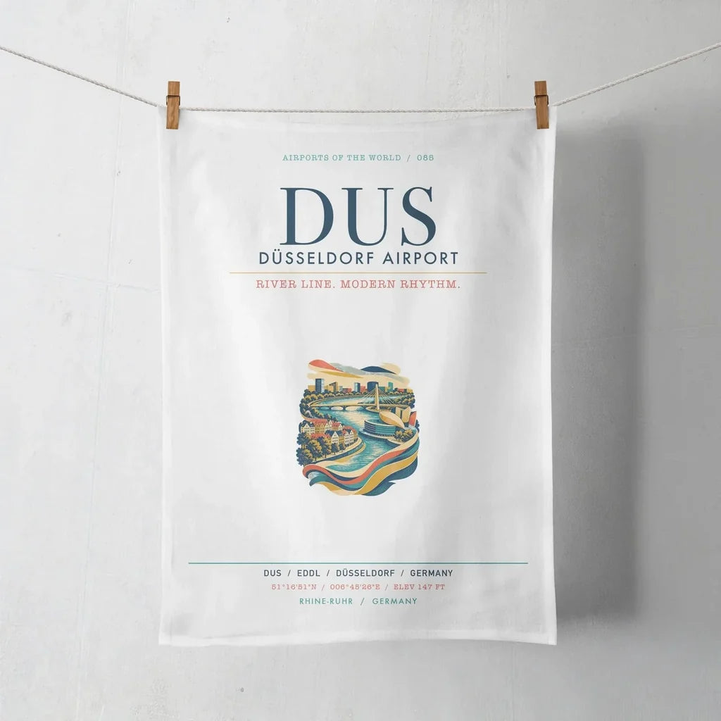 Düsseldorf Airport (DUS) design on white towel