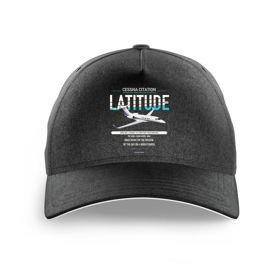 Cessna Citation Latitude design on black printed hat