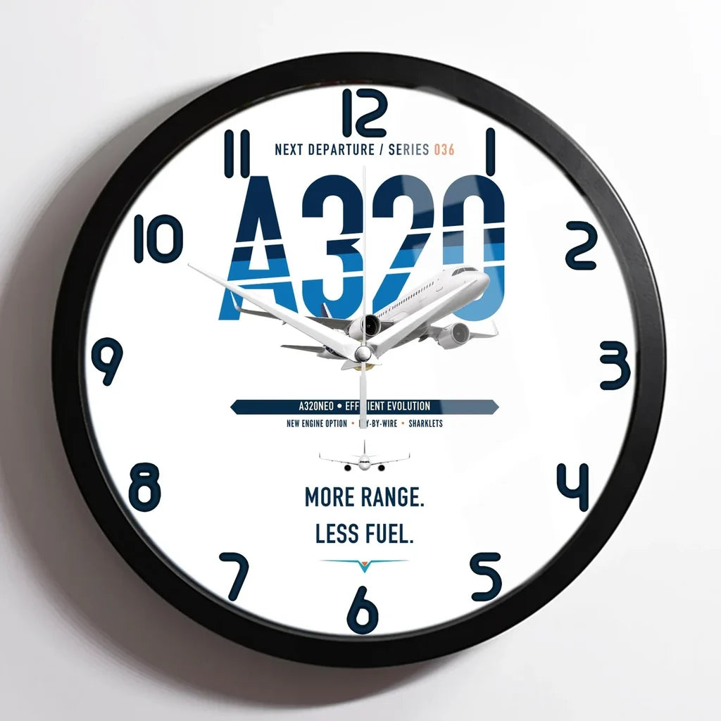 Airbus A320neo design on white framed wall clock