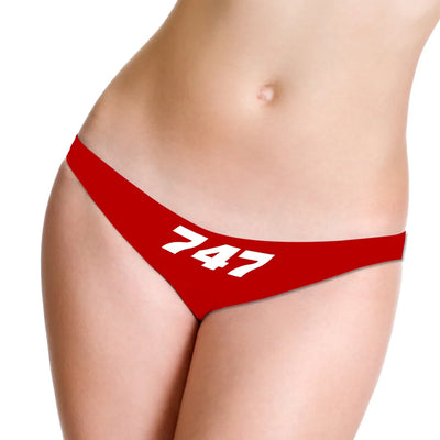 Boeing 747 Flat Text Women T-back aviation design on soft cotton blend women's T-back thongs.