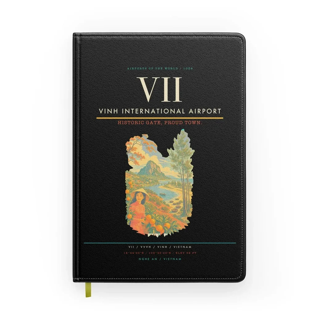 Vinh International Airport (VII) design on black notebook
