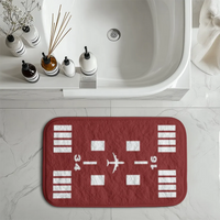 Thumbnail for Special Runway (Red) aviation print bath mat, soft absorbent fabric with non-slip backing.