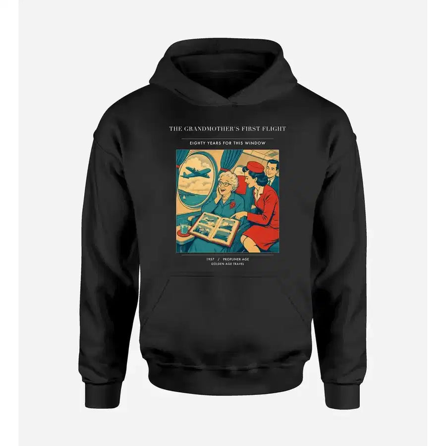 VINTAGE G4423 - The Grandmother's First Flight - Premium Hoodie design on black premium
