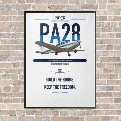 Piper PA-28 Cherokee vertical canvas print - framed - white background