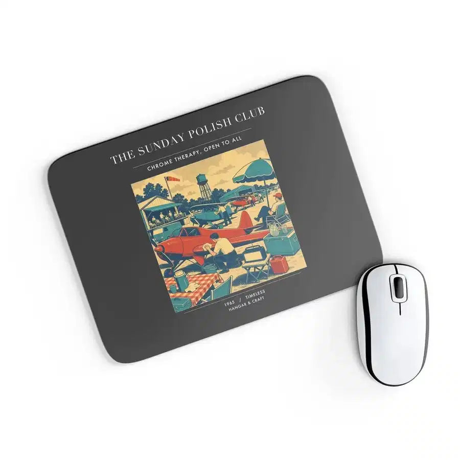 VINTAGE G4436 - The Sunday Polish Club - Designed Mouse Pads design on black rectangle